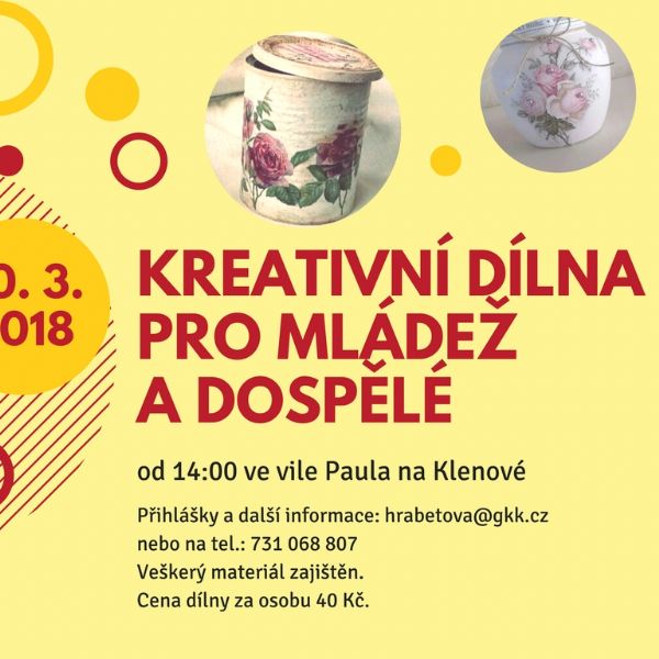 Kreativní dílna pro mládež a dospělé - vila