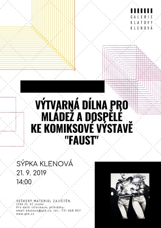 Výtvarná dílna pro mládež a dospělé v sýpce na Klenové, která se bude inspirovat komiksovou výstavou Faust